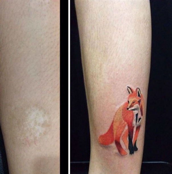 a tattoo on a person's leg