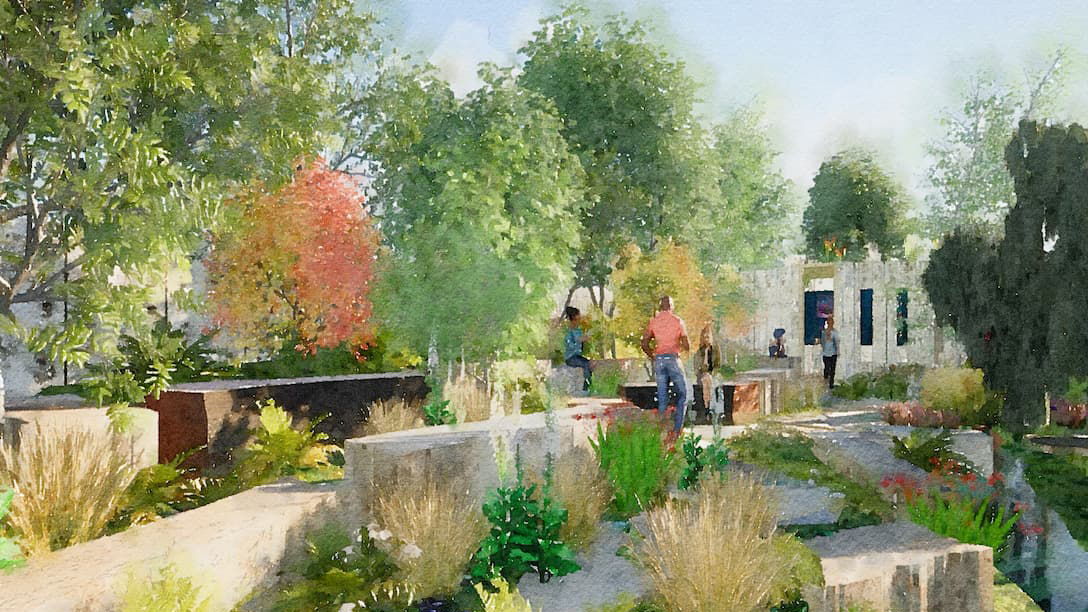 An artist's impression of the Avanade 'intelligent garden' at the Chelsea flower show 2025