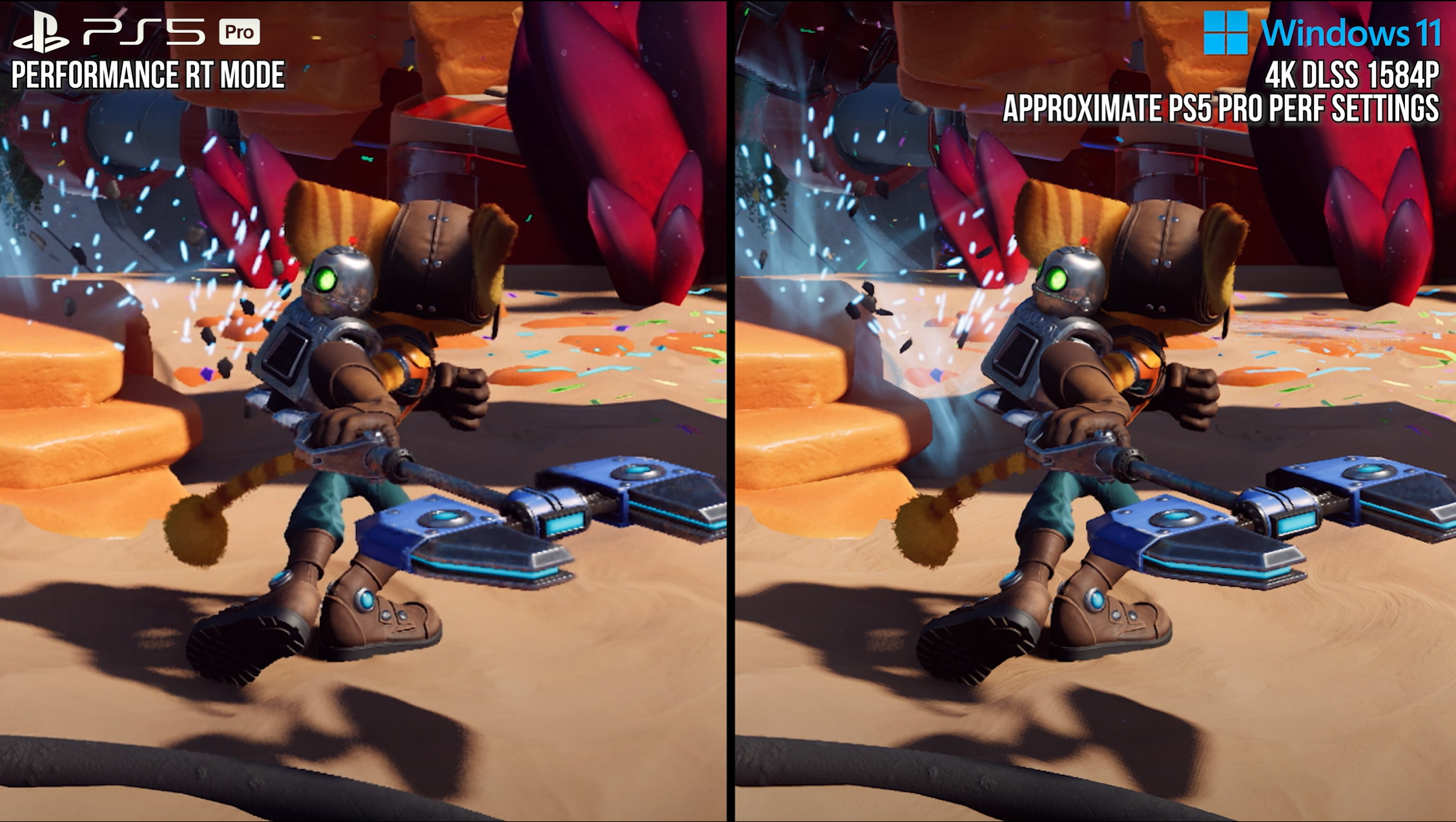 Comparison of PSSR and DLSS in Ratchet & Clank